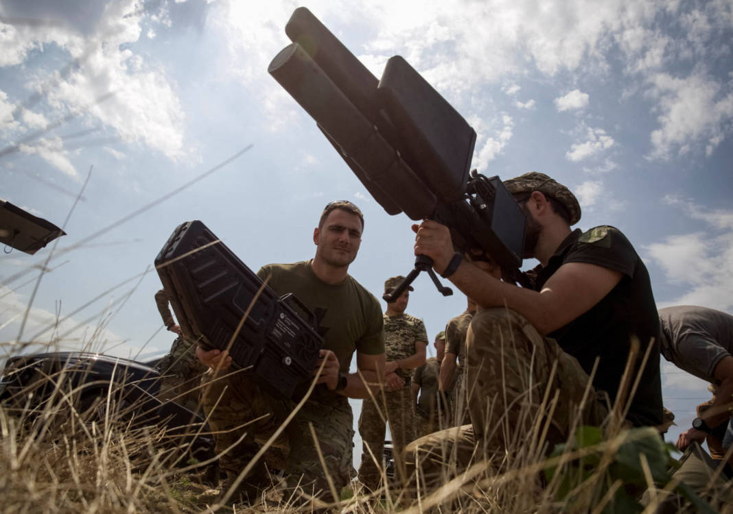 Ukrainian Servicemen Hold Anti Drone Guns As They Take Part In A Training Exercise Not Far From Front Line In Mykolaiv Region