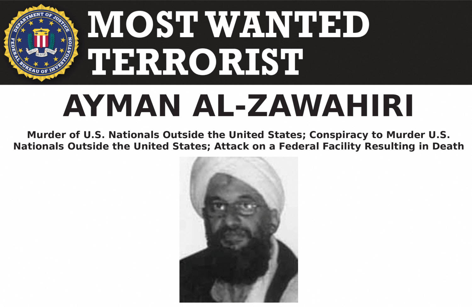 Al Qaeda Leader Ayman Al Zawahiri Appears In An Undated Fbi Most Wanted Poster