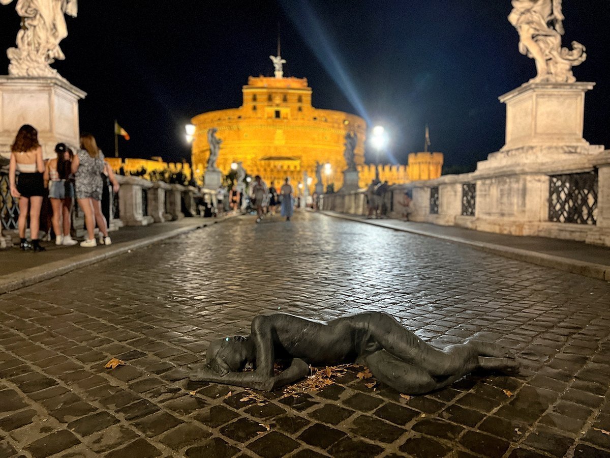 'sleeping Migrant' Statue Pops Up In Central Rome
