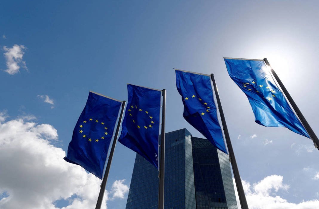 File Photo: File Photo: European Union Flags Flutter Outside The European Central Bank (ecb) Headquarters In Frankfurt
