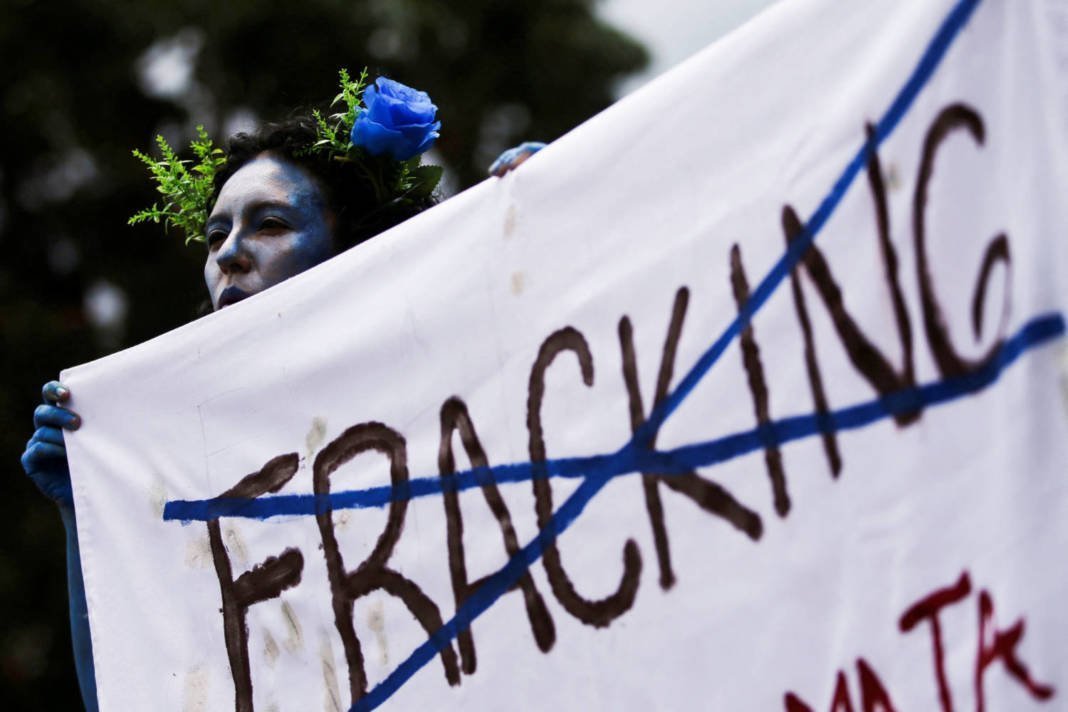 File Photo: Members Of Extinction Rebellion Attend A Protest Against Fracking Pilot Projects Being Promoted, According To Them, By The National Government, On Earth Day In Bogota