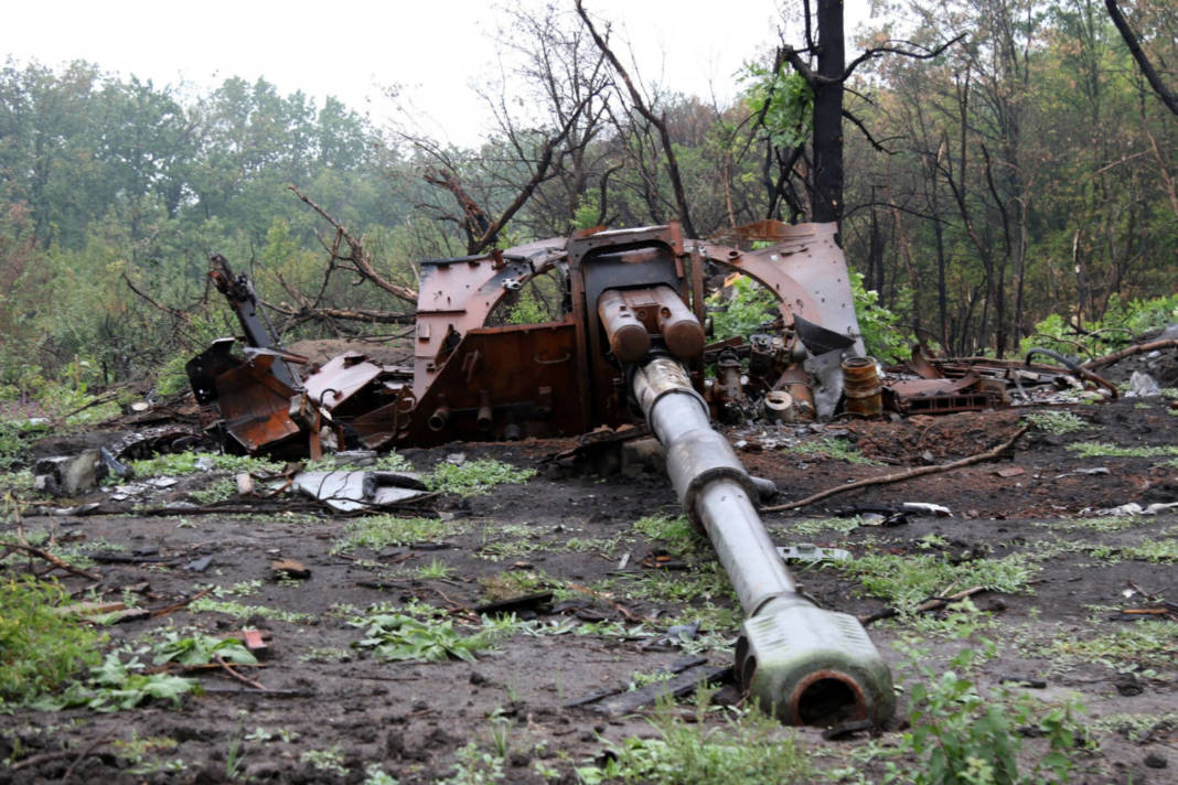 View Shows A Russian Self Propelled Howitzer Destroyed During A Counteroffensive Operation Of The Ukrainian Armed Forces In Kharkiv Region