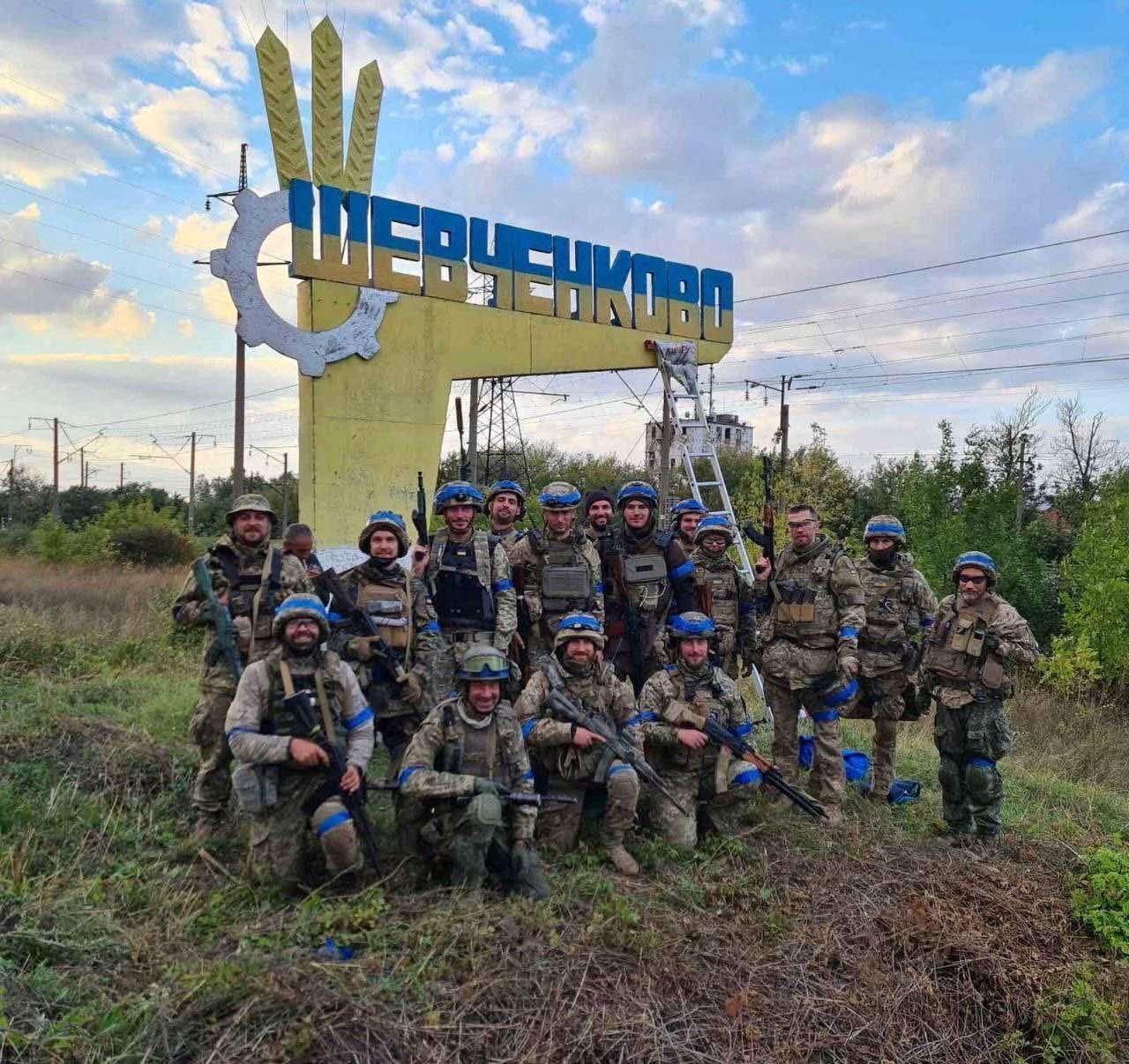 Ukrainian Service Members Pose For In The Recently Liberated Settlement Of Shevchenkove
