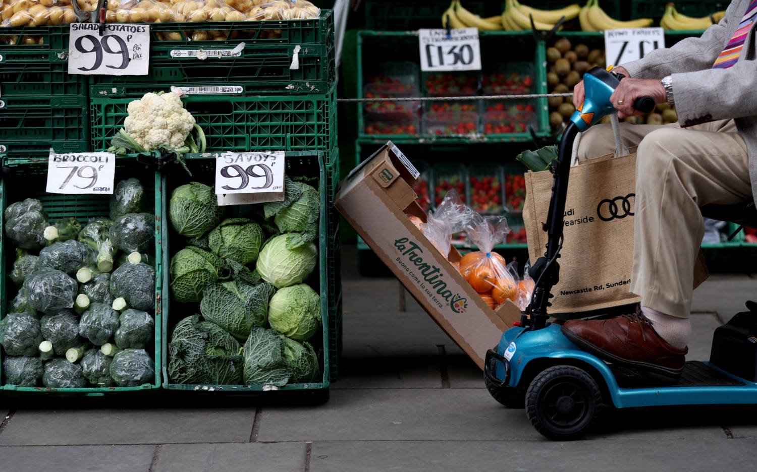Food Items Are Displayed For Sale At A Market Stall In Sunderland, Britain