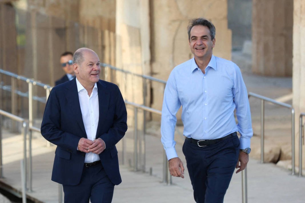 Greek Pm Mitsotakis And German Chancellor Scholz Meet In Athens