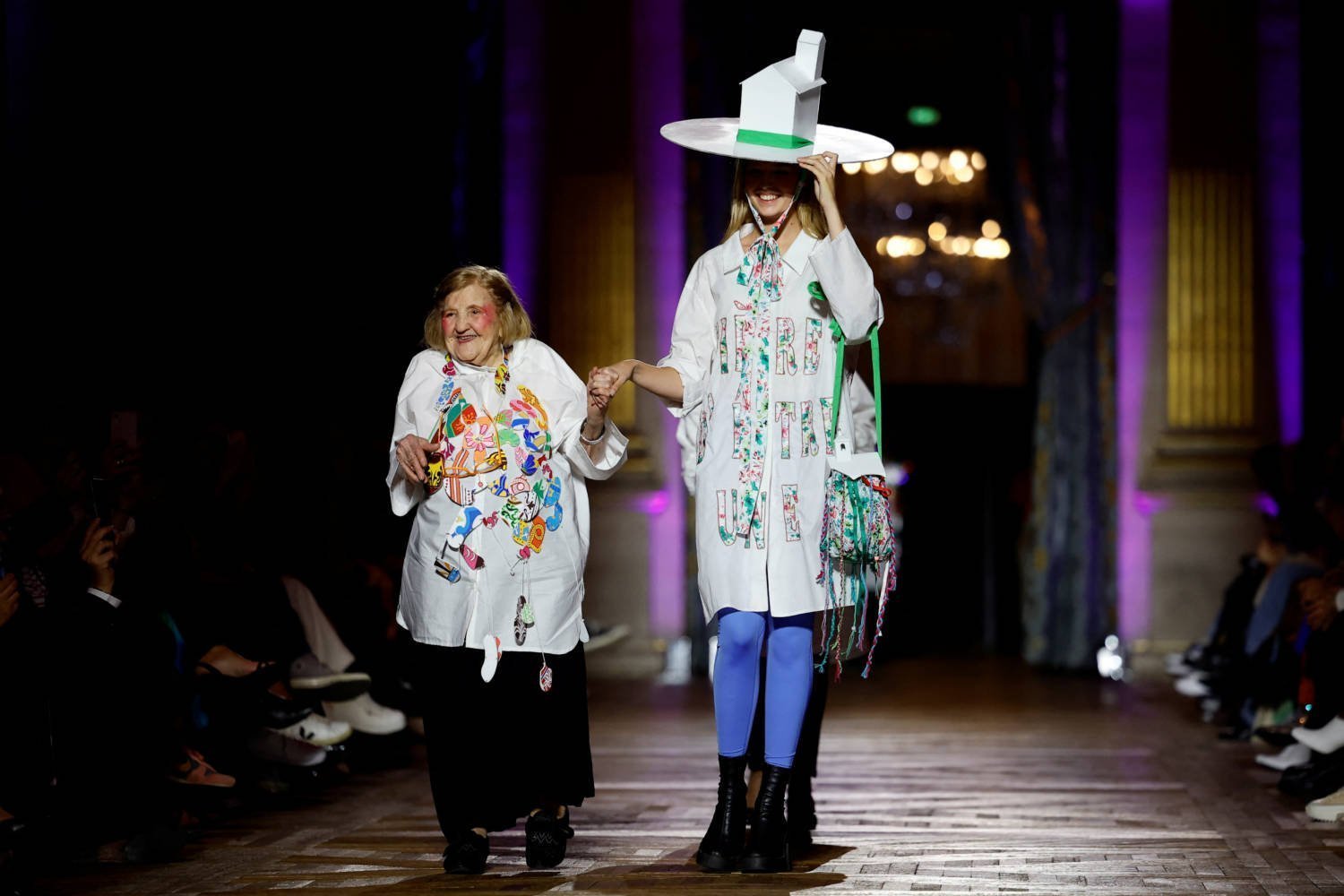 Elderly People And Fashion Students On Catwalk To Show That Beauty Has No Age, In Paris