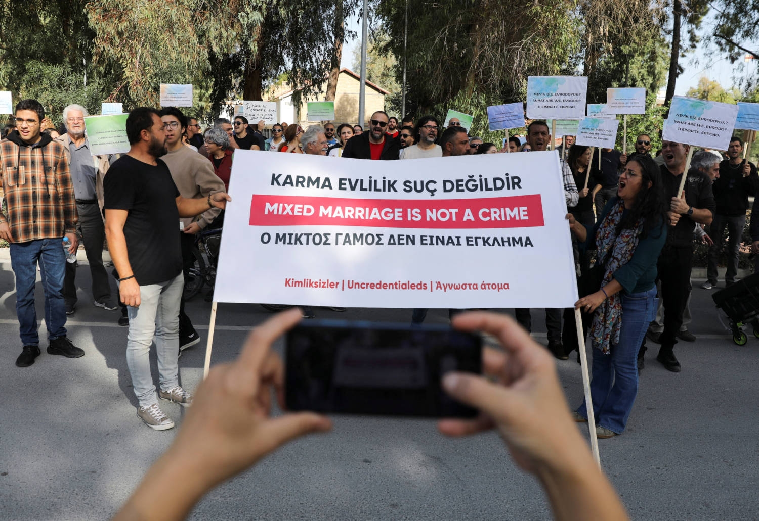 Demonstation Of Turkish Cypriots Outside The Ministry Of Interior In Nicosia