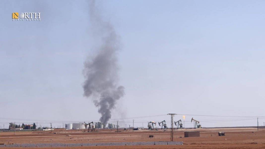 Smoke Rises Following An Airstrike On An Oil Field In Qamishli, Syria