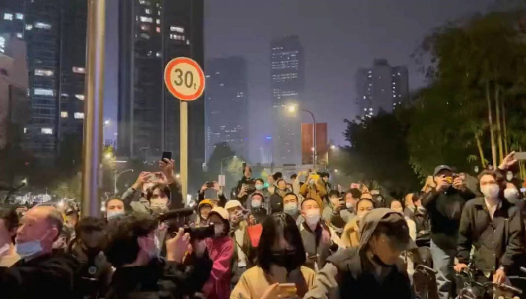 Protesters Chant Slogans In Support Of Freedom Of Speech And Press In Chengdu