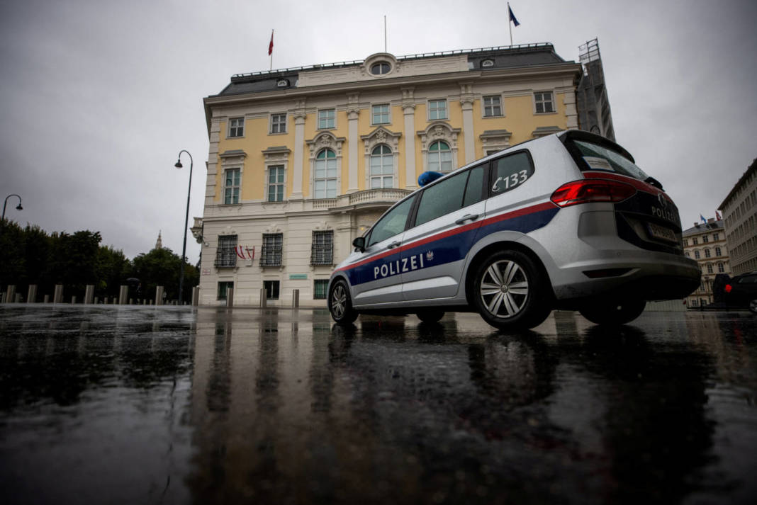 File Photo: Police Car Parks In Front Of The Austrian Federal Chancellery, In Vienna
