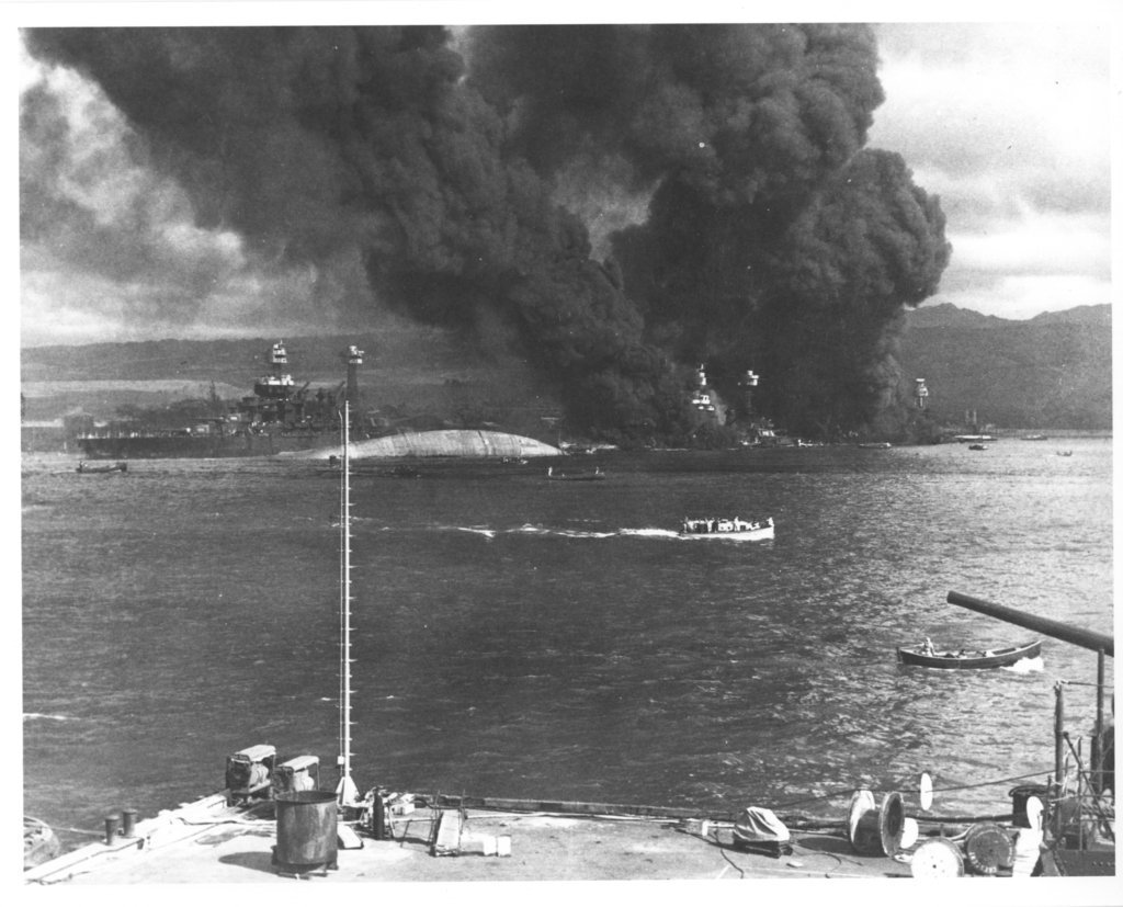 Photograph Of Burning And Damaged Ships At Pearl Harbor 66f0f9
