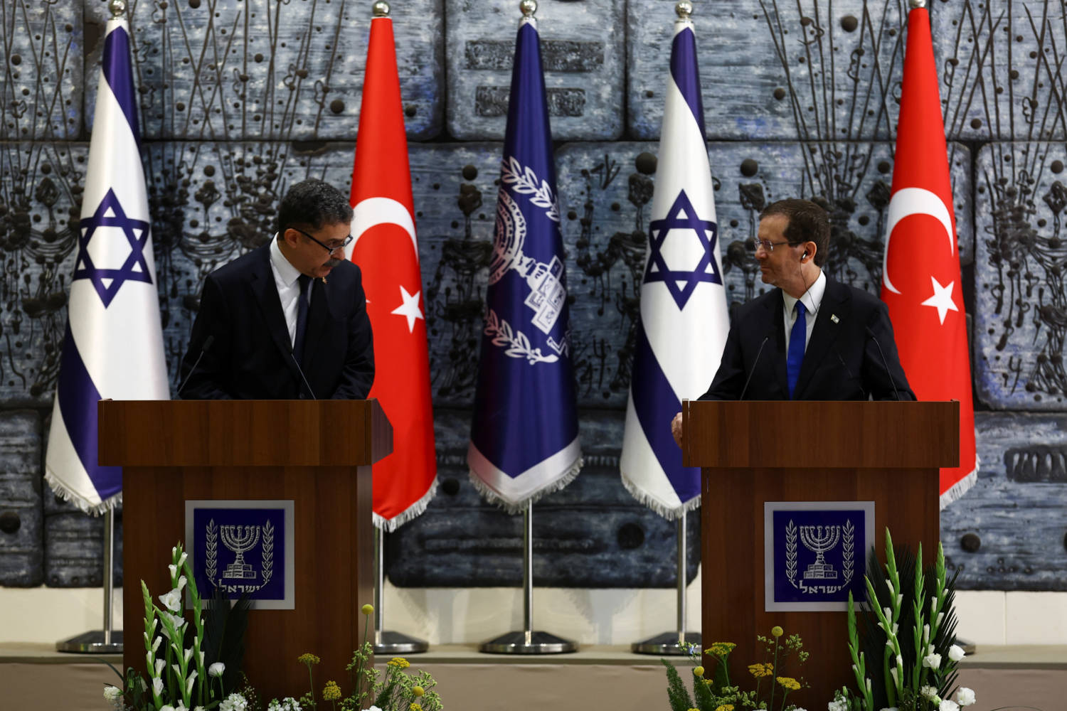 Turkey's New Ambassador Torunlar Presents His Diplomatic Credentials To Israel's President Herzog At The President's Residence, In Jerusalem
