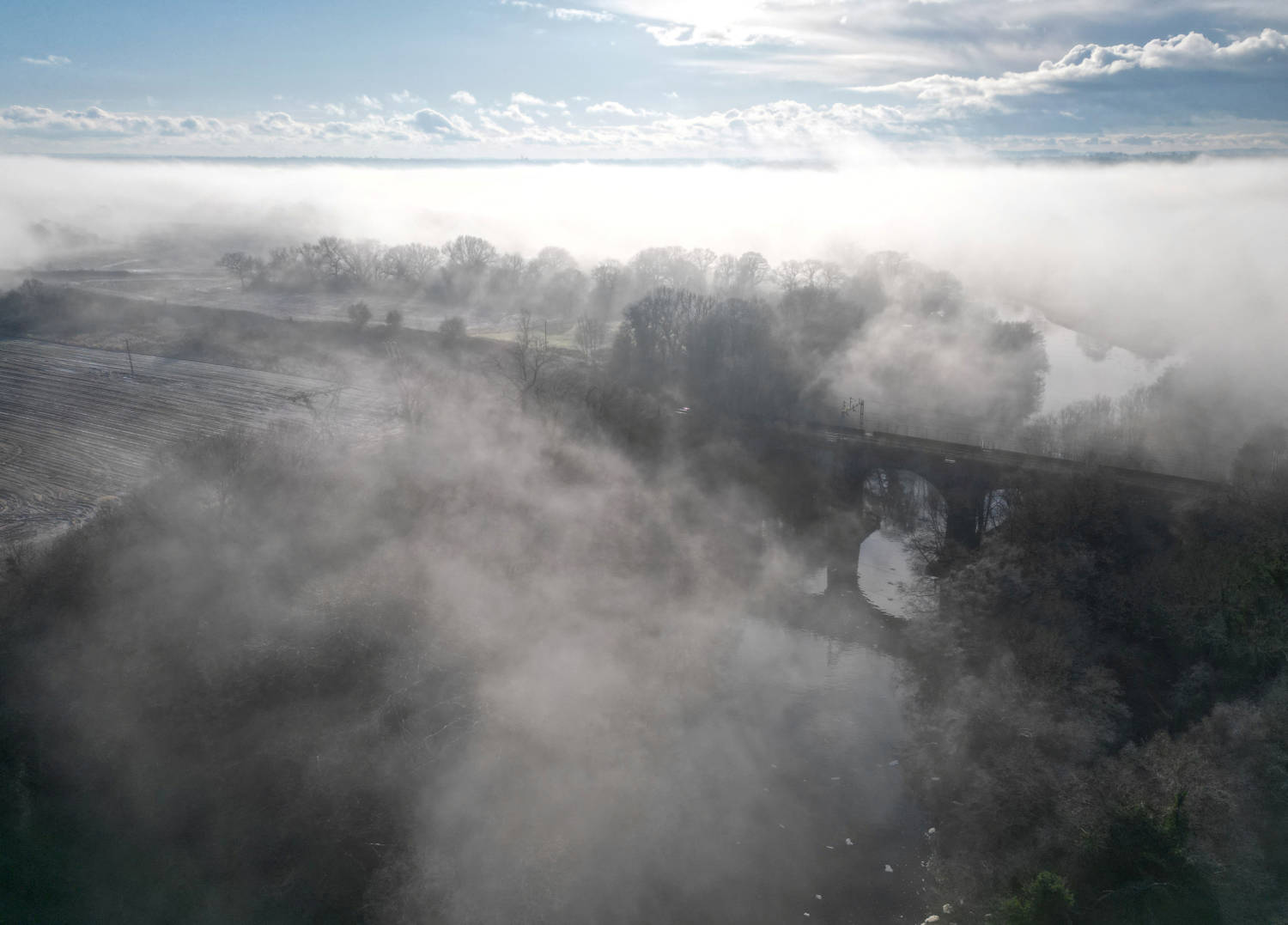 Fog Is Seen Over The River Weaver, Cheshire