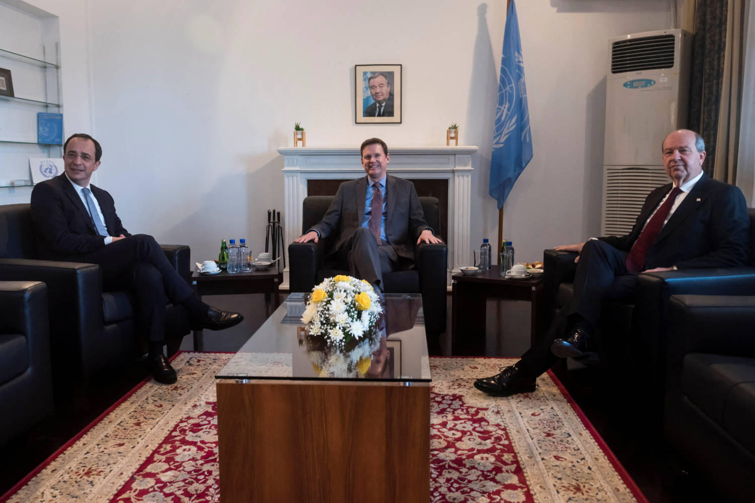 Meeting At The Residence Of The Un Peacekeeping Force's Chief Of Mission Inside The Un Controlled Buffer Zone In Nicosia