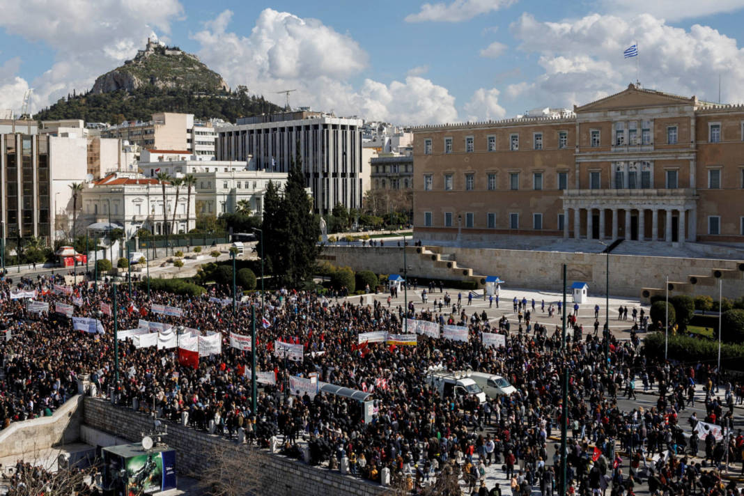 Protesters Take Part In A Demonstration After A Train Crash Near The City Of Larissa, In Athens
