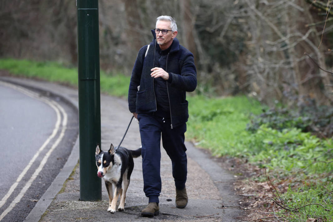 Former British Football Player And Bbc Presenter Gary Lineker Walks Outsside His Home In London