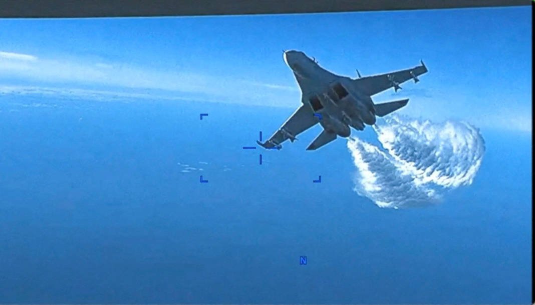 A View From A U.s. Air Force Unmanned Mq 9 Aircraft Of A Incident Over The Black Sea