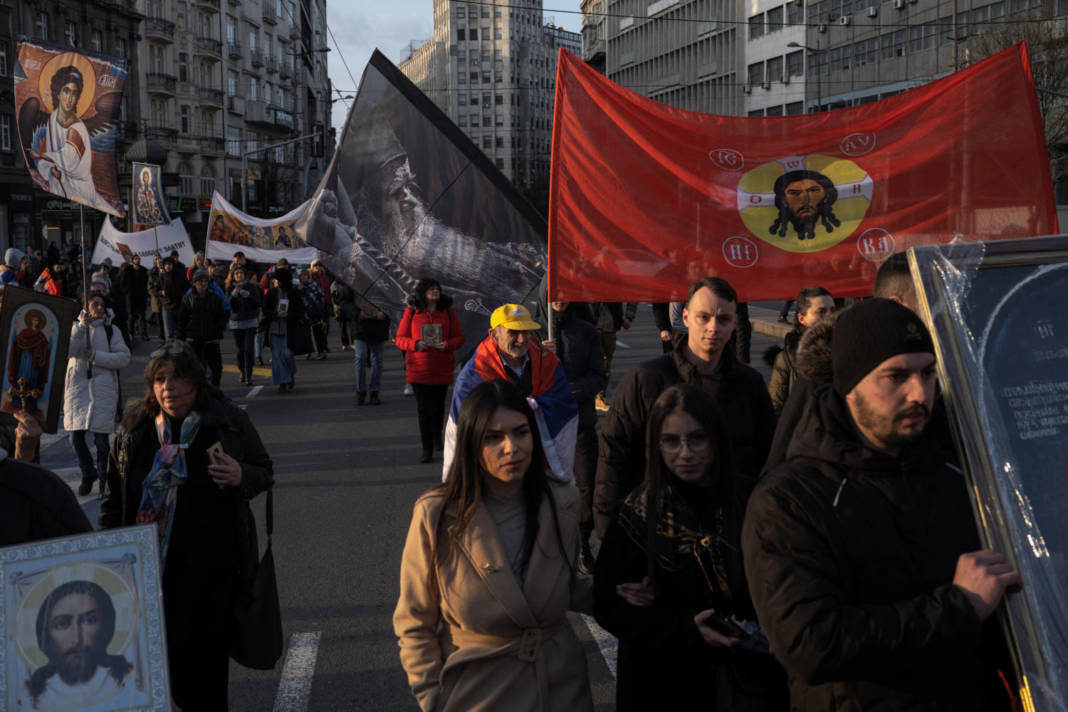 Protest Of Serb Nationalists And Orthodox Christians In Belgrade