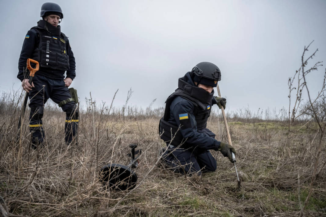 Sappers Of The State Emergency Service Inspect An Area For Mines And Unexploded Shells In Kharkiv Region