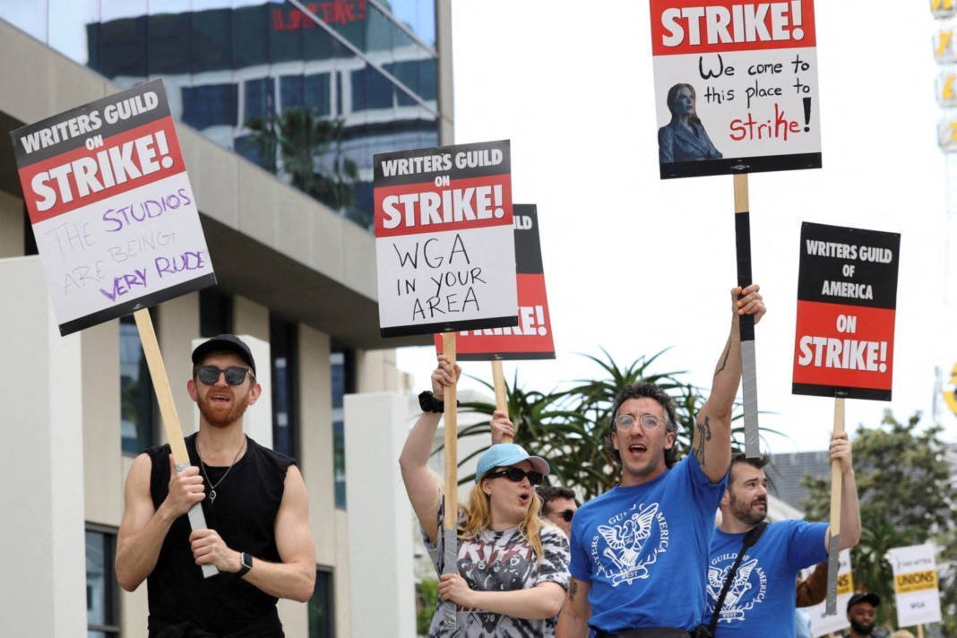 File Photo: Members Of The Writers Guild Of America Protest In California
