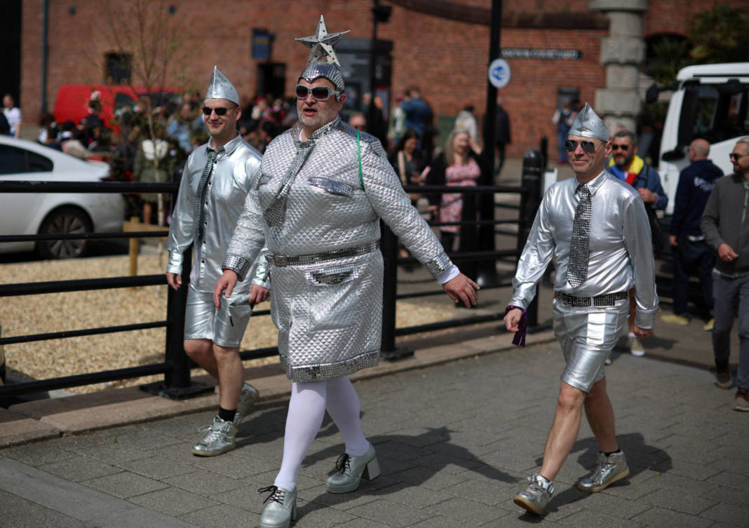 Verka Serduchka, The Ukrainian Entrant In The 2007 Competition, Walk Near The Arena As Part Of The Eurovision Celebrations In Liverpool, Britain