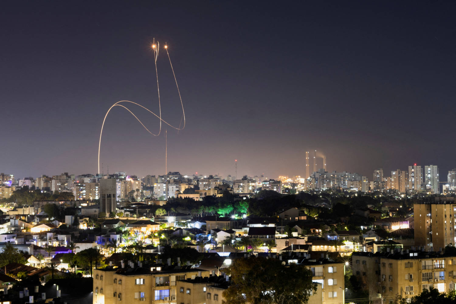 Israel's Iron Dome Anti Missile System Intercept Rockets, In Ashkelon