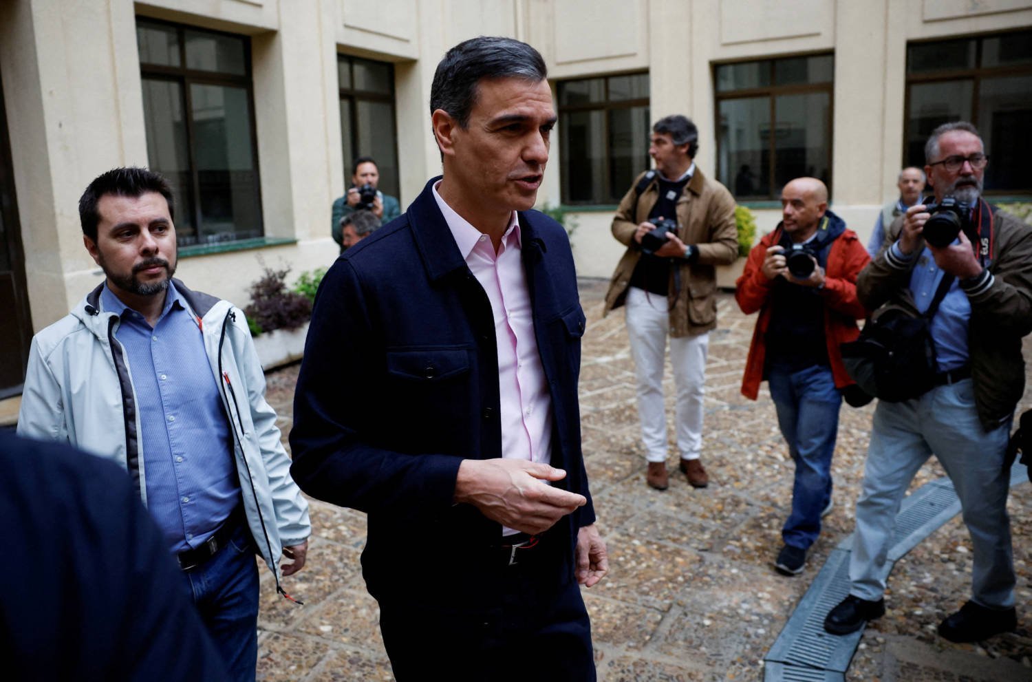 File Photo: Spain's Prime Minister Pedro Sanchez Appears After He Casts His Vote At A Polling Station In Madrid
