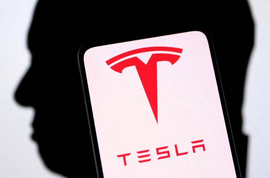 File Photo: Illustration Shows Tesla Logo And Elon Musk Silhouette