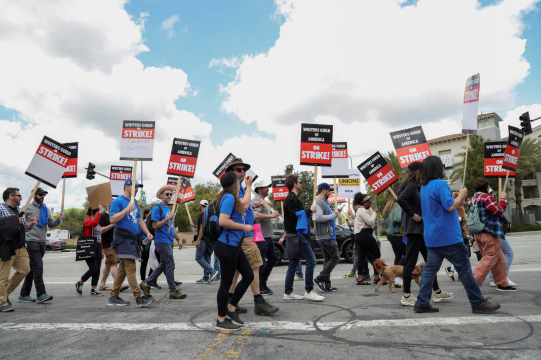 Members Of The Writers Guild Of America Protest In California