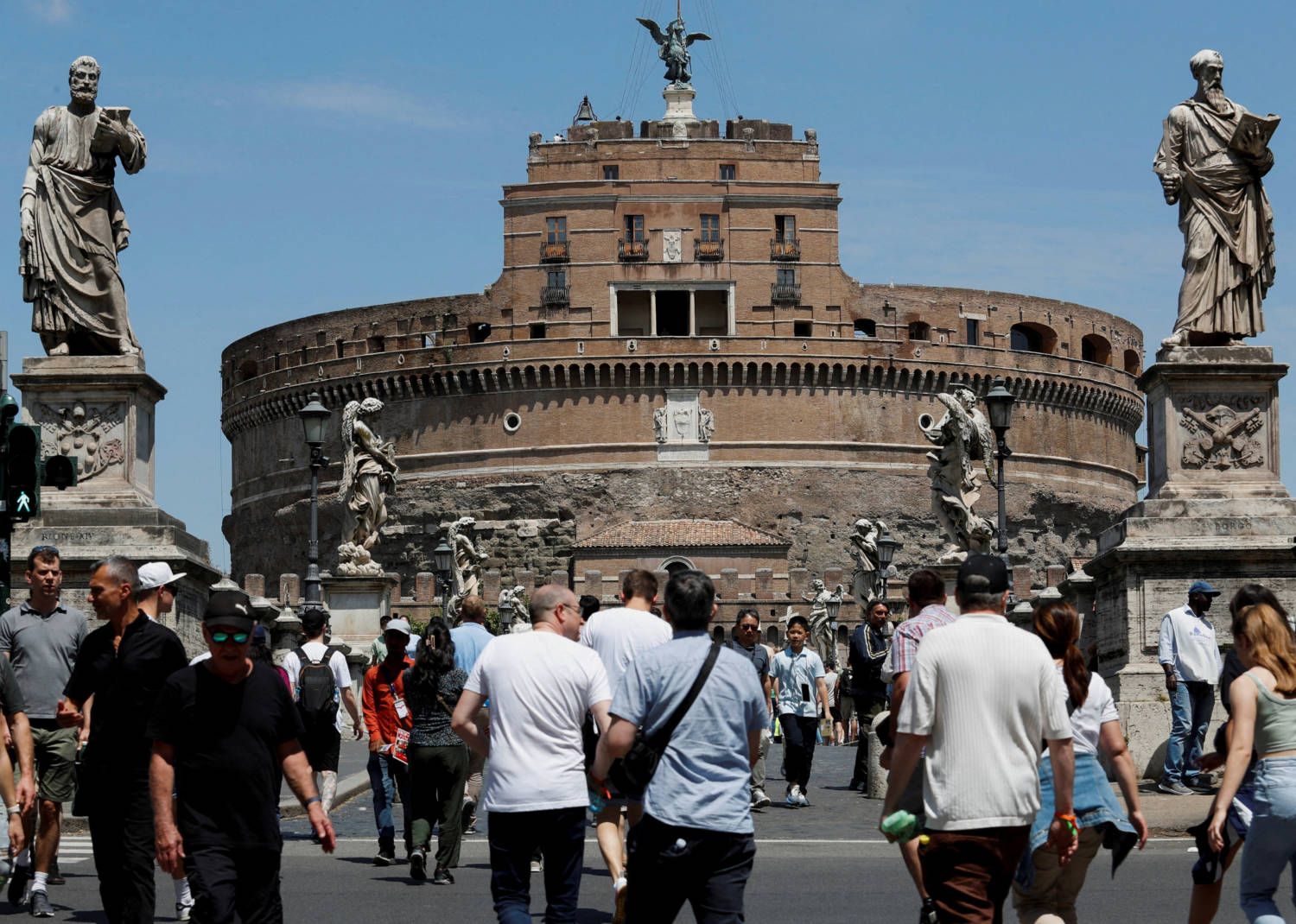 Tourists Visit Castel Sant'angelo In Rome