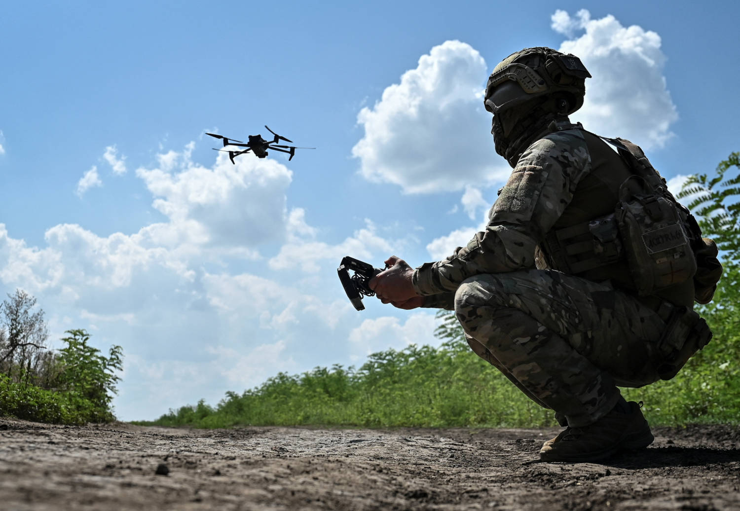 A Ukrainian Serviceman Launches A Drone Near A Frontline In Zaporizhzhia Region
