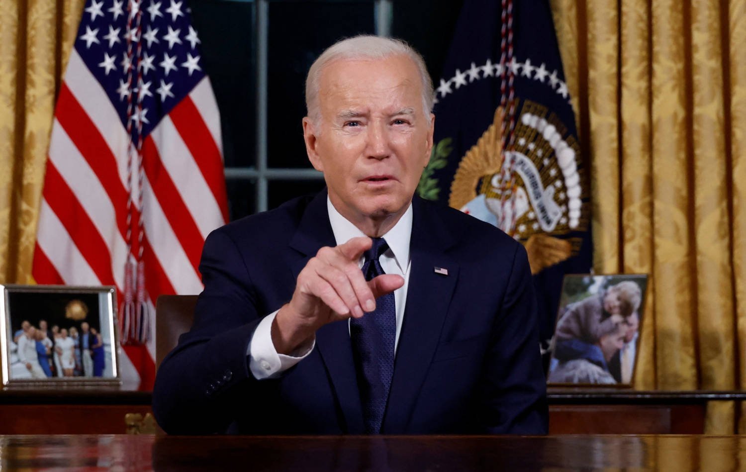 U.s. President Joe Biden Delivers An Address To The Nation From The Oval Office Of The White House In Washington