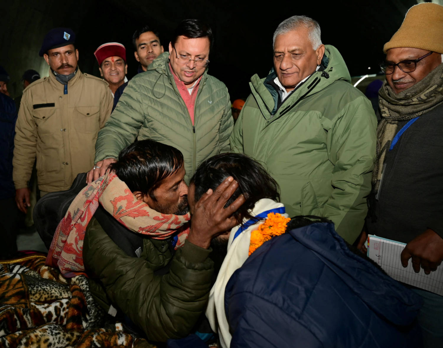 Workers After Being Rescued From The Collapsed Tunnel Site In Uttarkashi