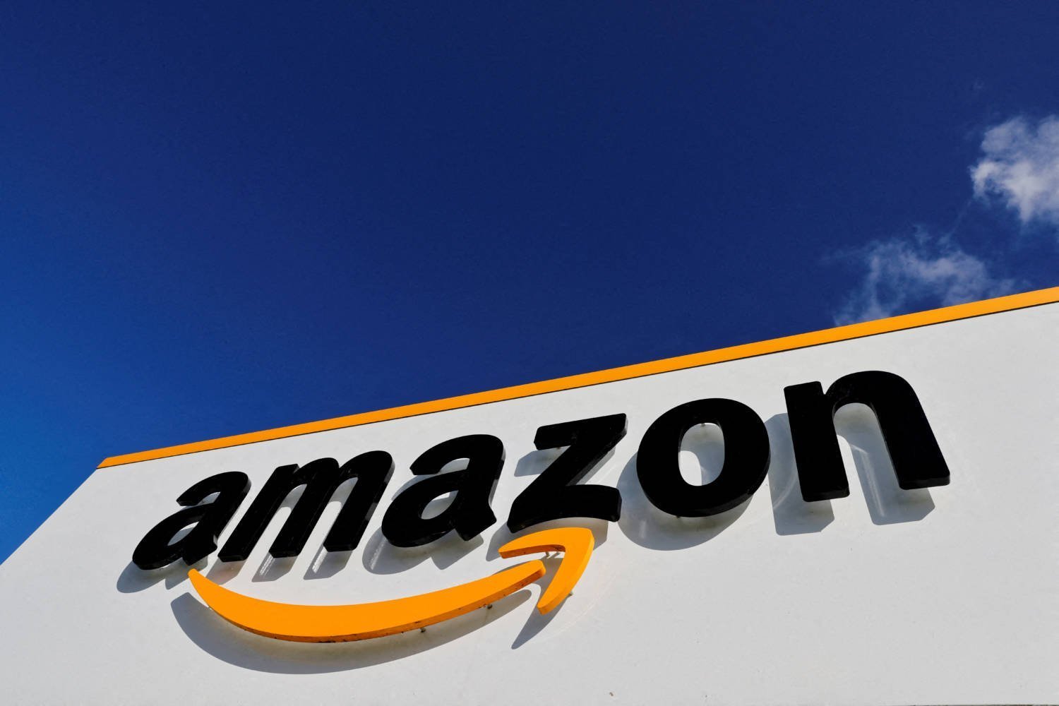 File Photo: The Logo Of Amazon Is Seen At The Company's Logistics Centre In Boves