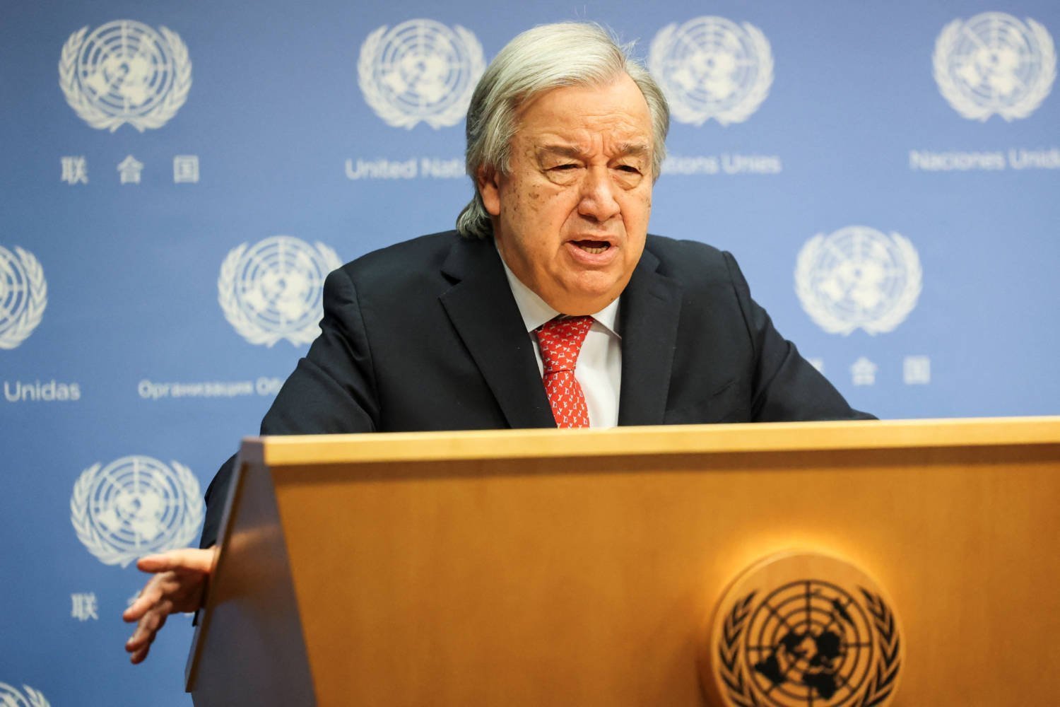 United Nations Secretary General Antonio Guterres Speaks At The United Nations Headquarters In New York