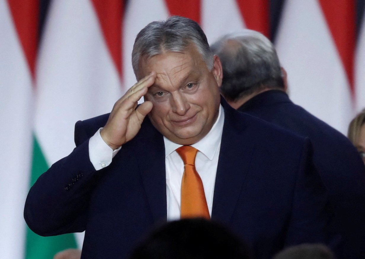 Hungarian Prime Minister Orban Gestures During The Fidesz Party Congress In Budapest