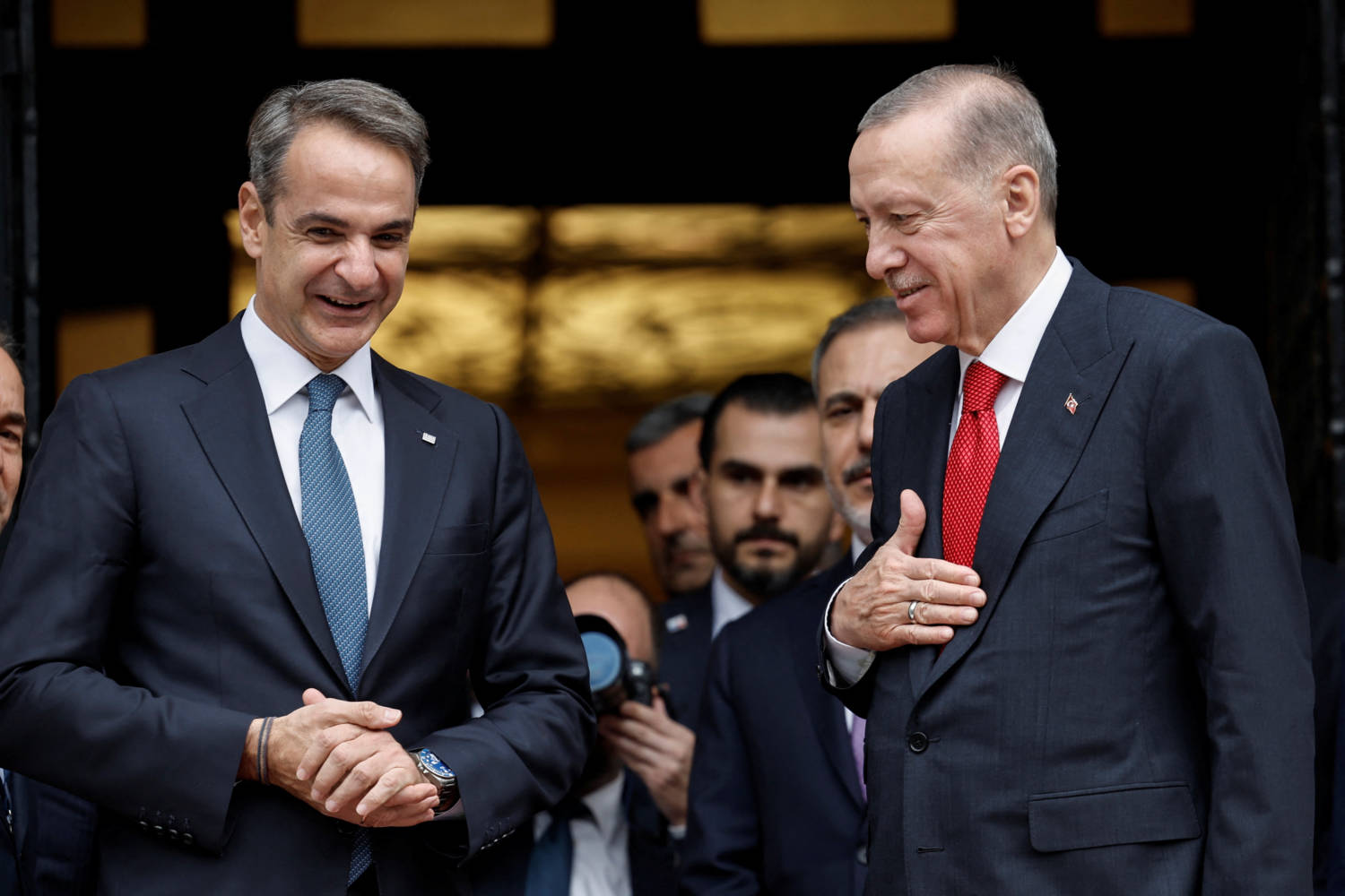 Greek Prime Minister Kyriakos Mitsotakis Meets With Turkish President Recep Tayyip Erdogan In Athens