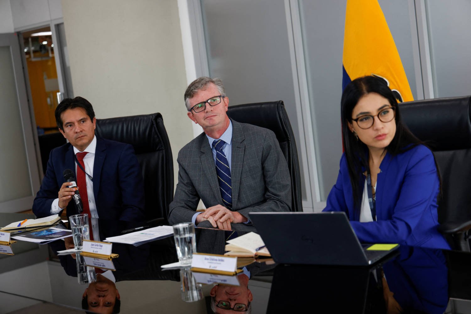 Ecuador's Minister Of Economy Juan Carlos Vega Attends A Press Conference, In Quito