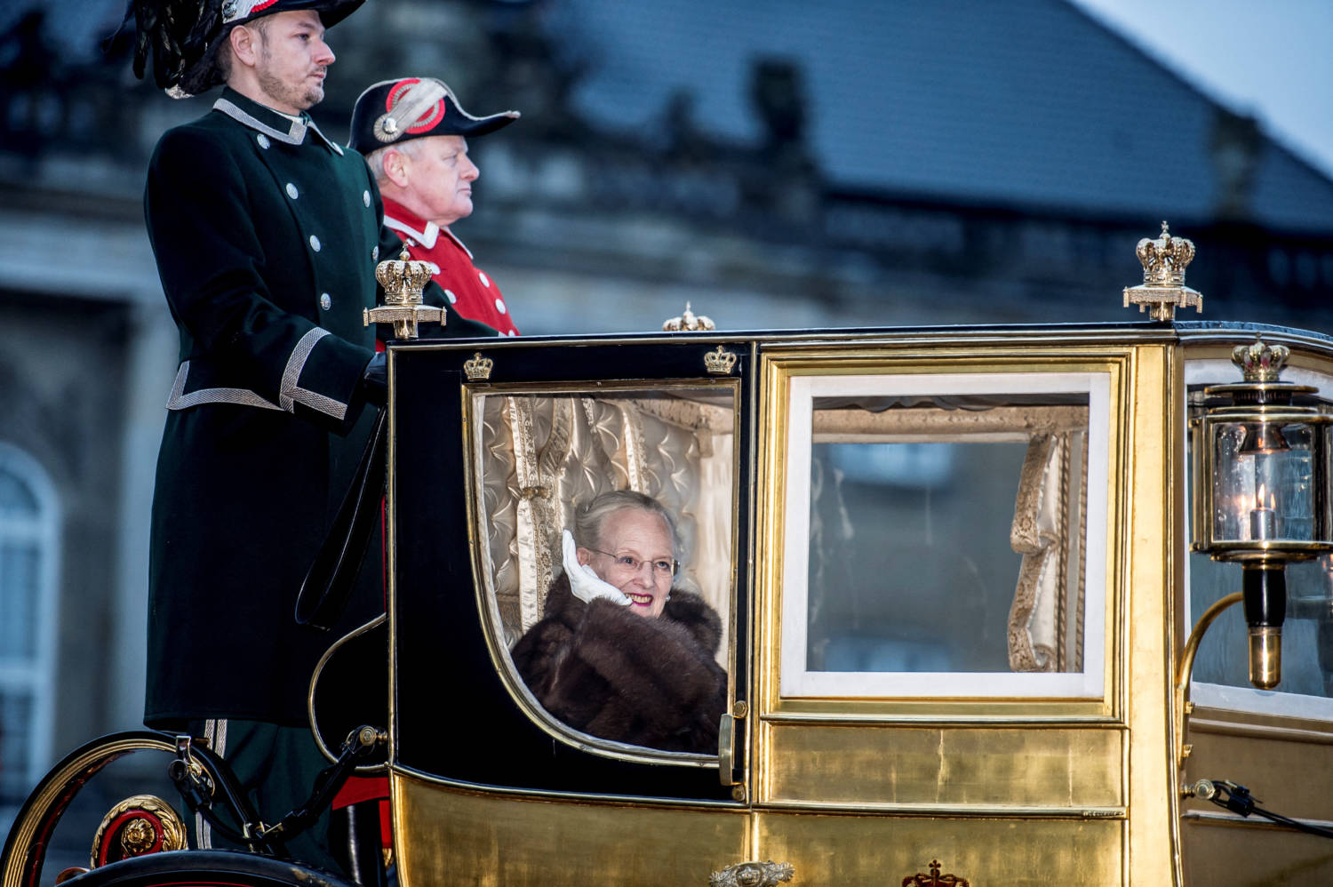 Denmark's Queen Margrethe Sits In The Gold Carriage In Copenhagen In 2018