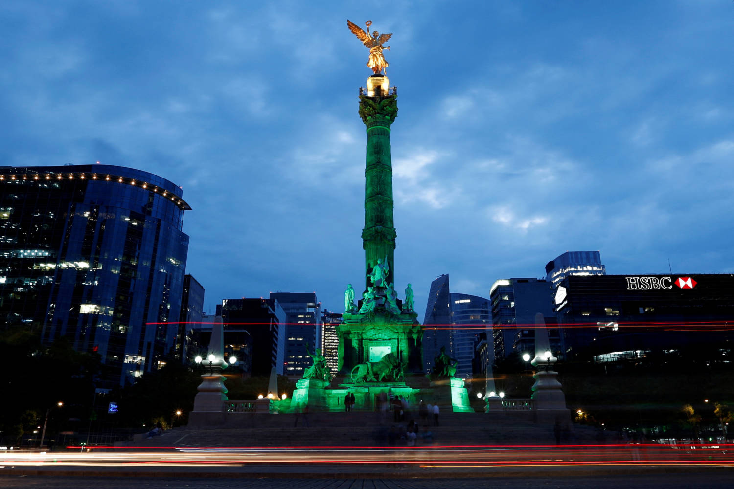 File Photo: Green Lights Are Projected At The Angel Of Independence Monument In Support In The Paris Climate Agreement In Mexico City