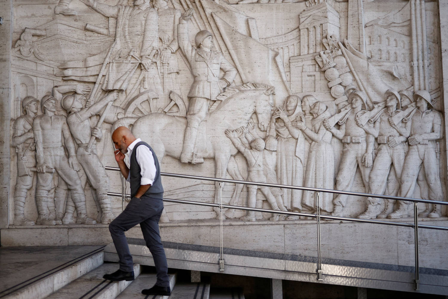 File Photo: Mussolini's Image Hangs Over Rome 100 Years After He Grabbed Power