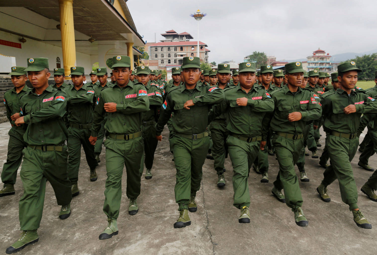 File Photo: United Wa State Army ( Uwsa ) Soldier March As They Display For Media In Pansang, Wa Territory In North East Myanma