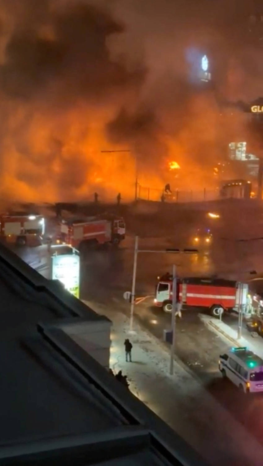 Fire Trucks Stand Near The Site Of Fire Following An Explosion In Ulaanbaatar
