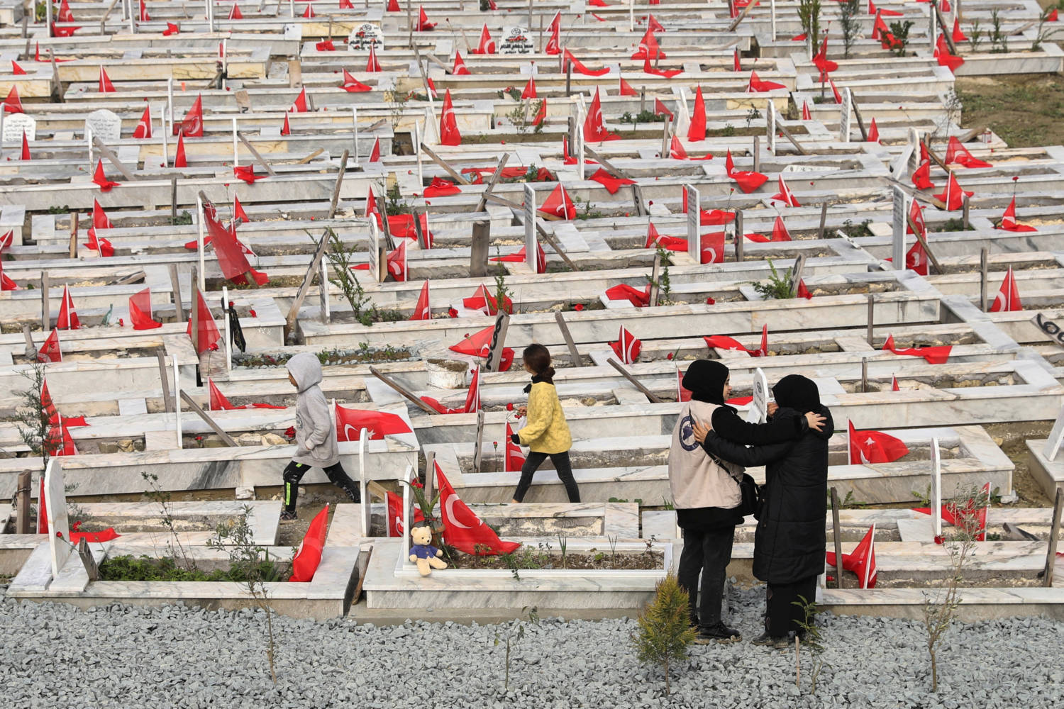 People Visit A Cemetery To Commemorate The One Year Anniversary Of The Devastating Earthquake, In Hatay