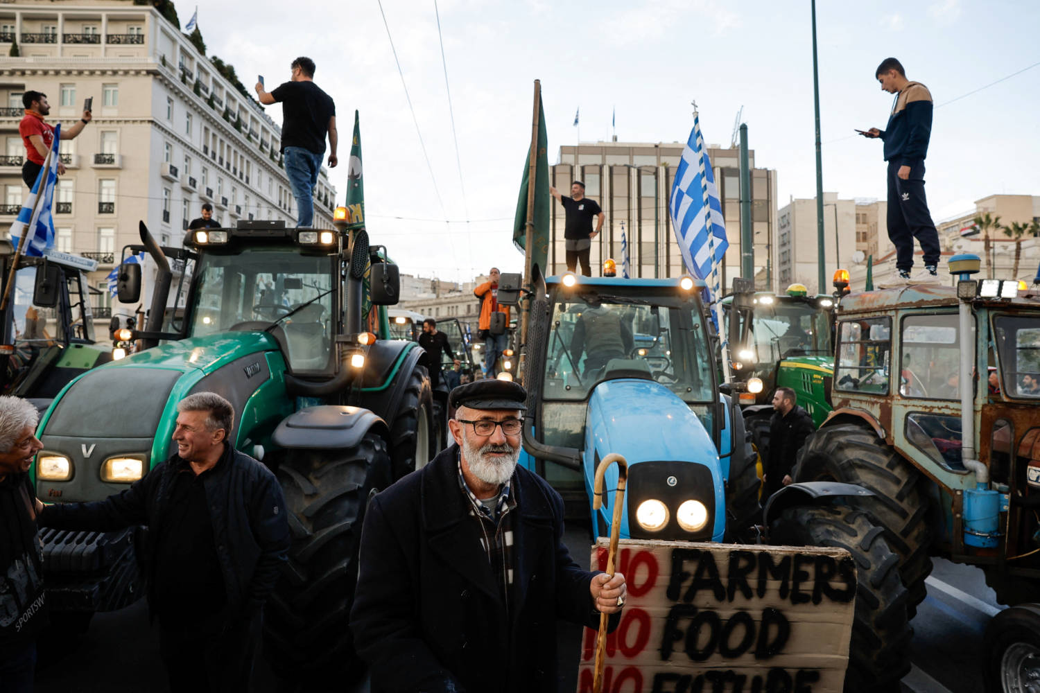 Greek Farmers Hold Protest Rally With Tractors