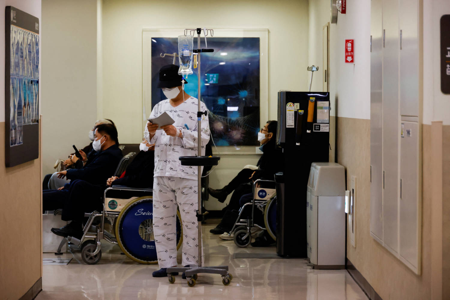 A Patient Stands At Severance Hospital In Seoul