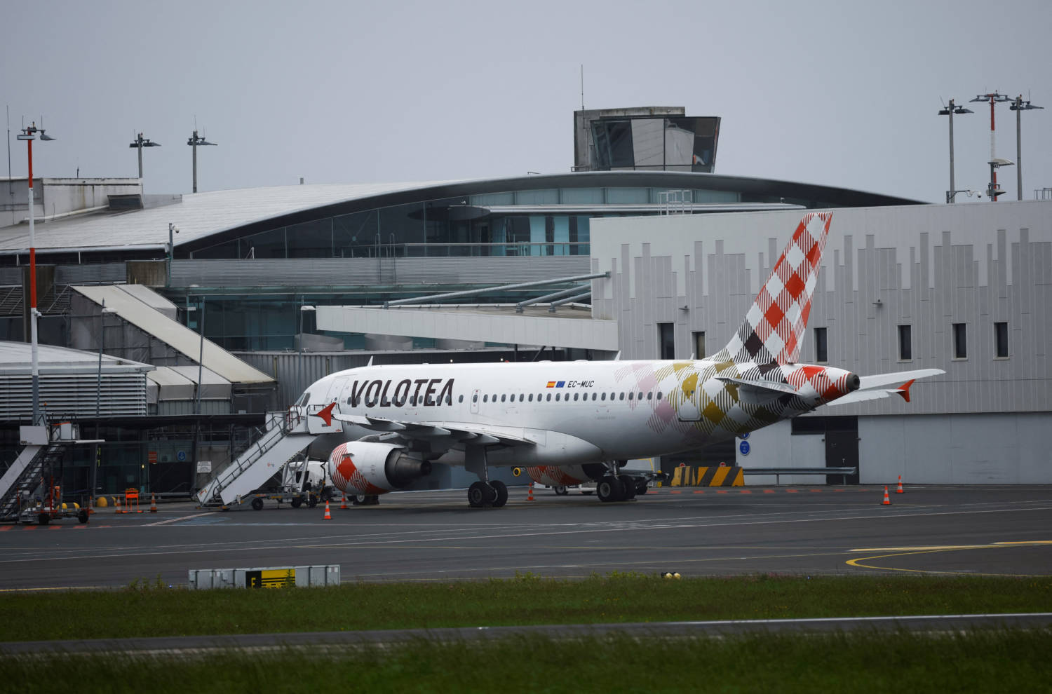 A Volotea Airbus A319 111 Aircraft Is Parked At The Nantes Atlantique Airport In Bouguenais