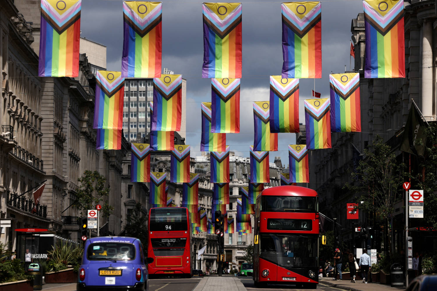 File Photo: Intersex Inclusive Pride Flags Hang Across Regent Street In London
