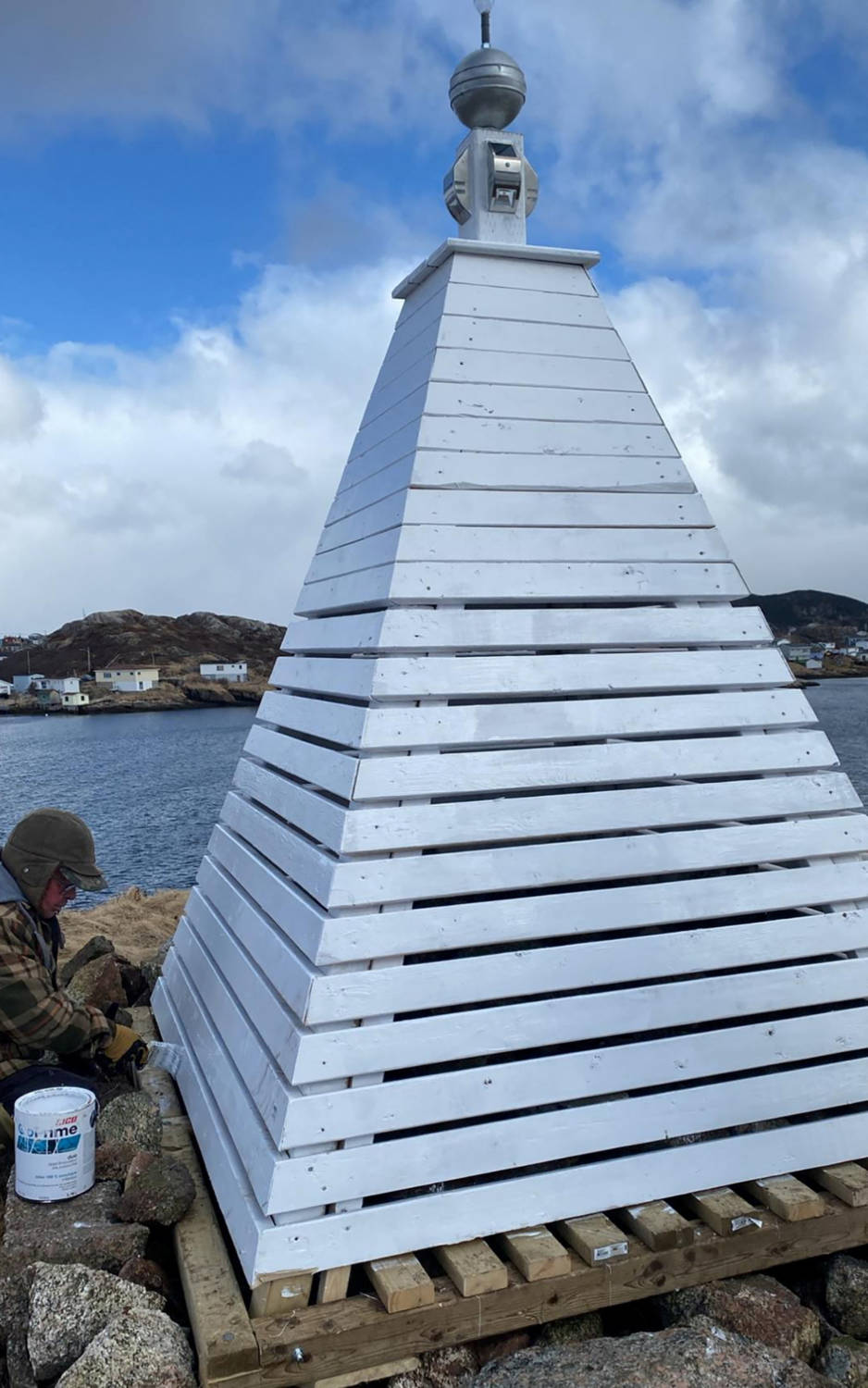 A Beacon Is Painted On Eclipse Island, Just Off The Town Of Burgeo