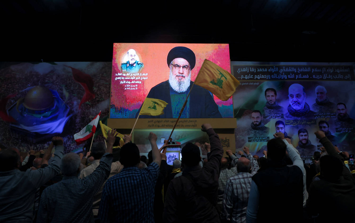 Lebanon's Hezbollah Leader Sayyed Hassan Nasrallah Gives A Televised Address In Beirut's Southern Suburbs